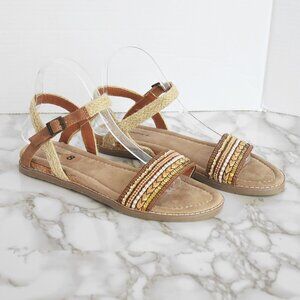 NWT BEARPAW Bali Sequin Flat Sandals Size 8 Nude Brown
